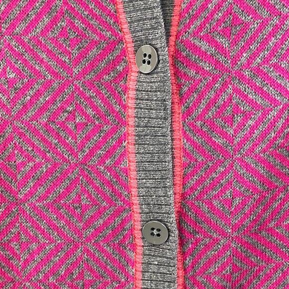 Cabi Y2K Pink Gray Geometric Lightweight Button Front Layering Cardigan Large - Picture 3 of 6